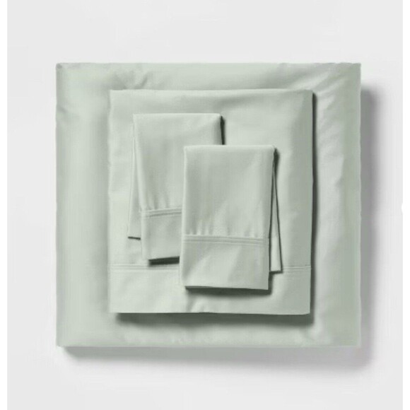 Threshold Other - Full Solid Performance 400 Thread Count Sheet Set Silver Green - Threshold - New
